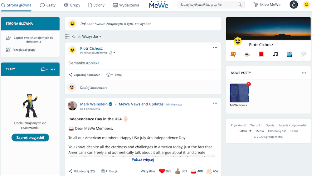 MeWe – czyli alternatywa dla Facebooka dostępny już w Polsce. Ma ponad 8 mln użytkowników i rośnie!