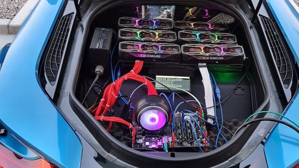 Przerobił BMW i8 na kopalnię kryptowalut