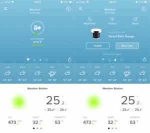 Aplikacja Netatmo - zachęta zakupu modułu deszczowego