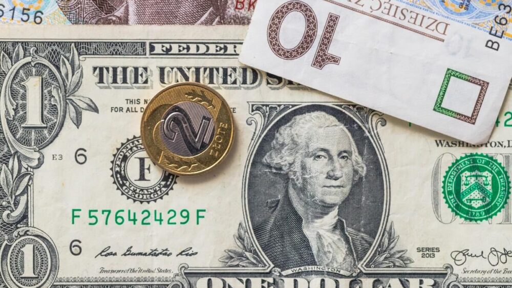 Moneta 2 zł, 10 zł i 1 dolar