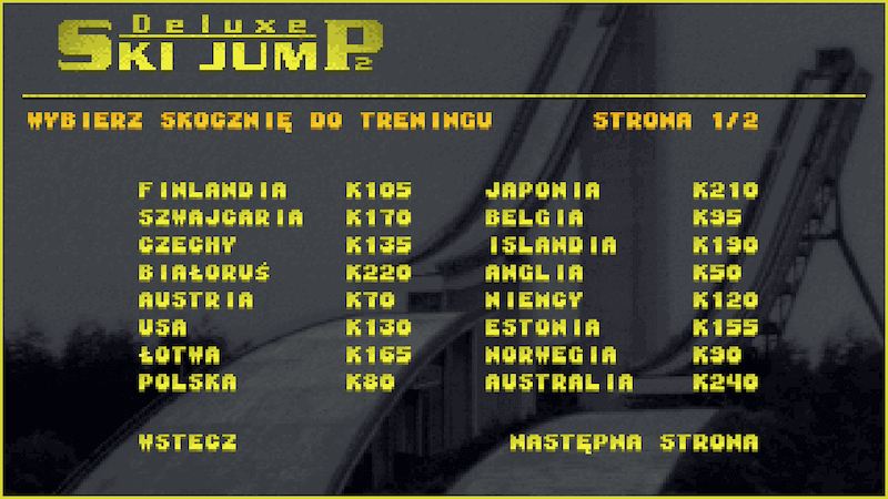 Ski Jumping Deluxe - wybór skocznik podczas treningu