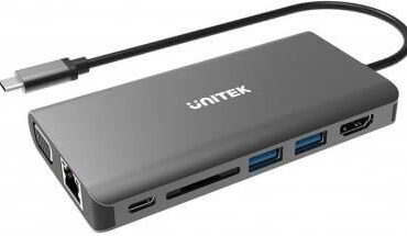 Unitek Hub USB-C - HDMI, 2xUSB, RJ-45, VGA