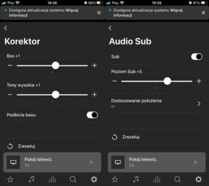 Sonos korekcja dźwięku w aplikacji