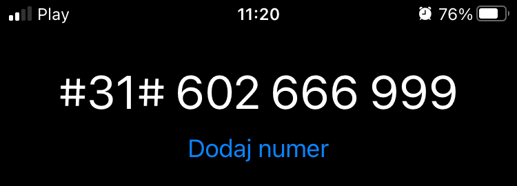 Kod #31# w iPhone, który umożliwia jednorazowo zastrzec numer telefonu