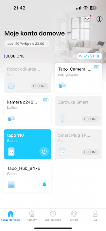 Kamerki Tapo w aplikacji