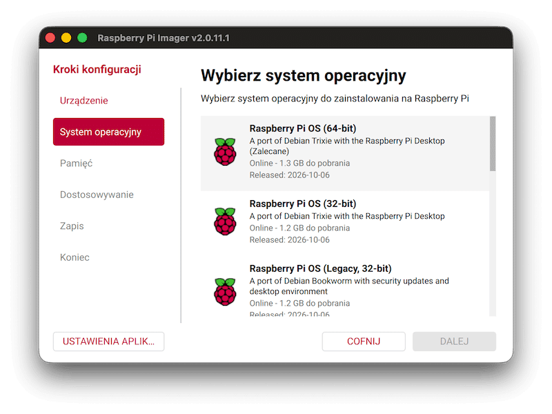 Imager Raspberry Pi - wybór systemu operacyjnego na naszej malince
