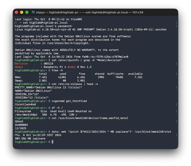 Udane połączenie z Raspberry Pi przez ssh
